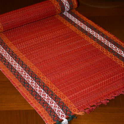 Madurkathi Tassels Table Runner – Table Linens by DHARINI available on Brown Living™. Maroon . SKU: MKTRUN014A - n. Img 3.