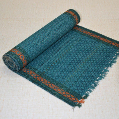 Madurkathi Tassels Table Runner – Table Linens by DHARINI available on Brown Living™. Teal . SKU: MKTRUN014E - n. Img 1.