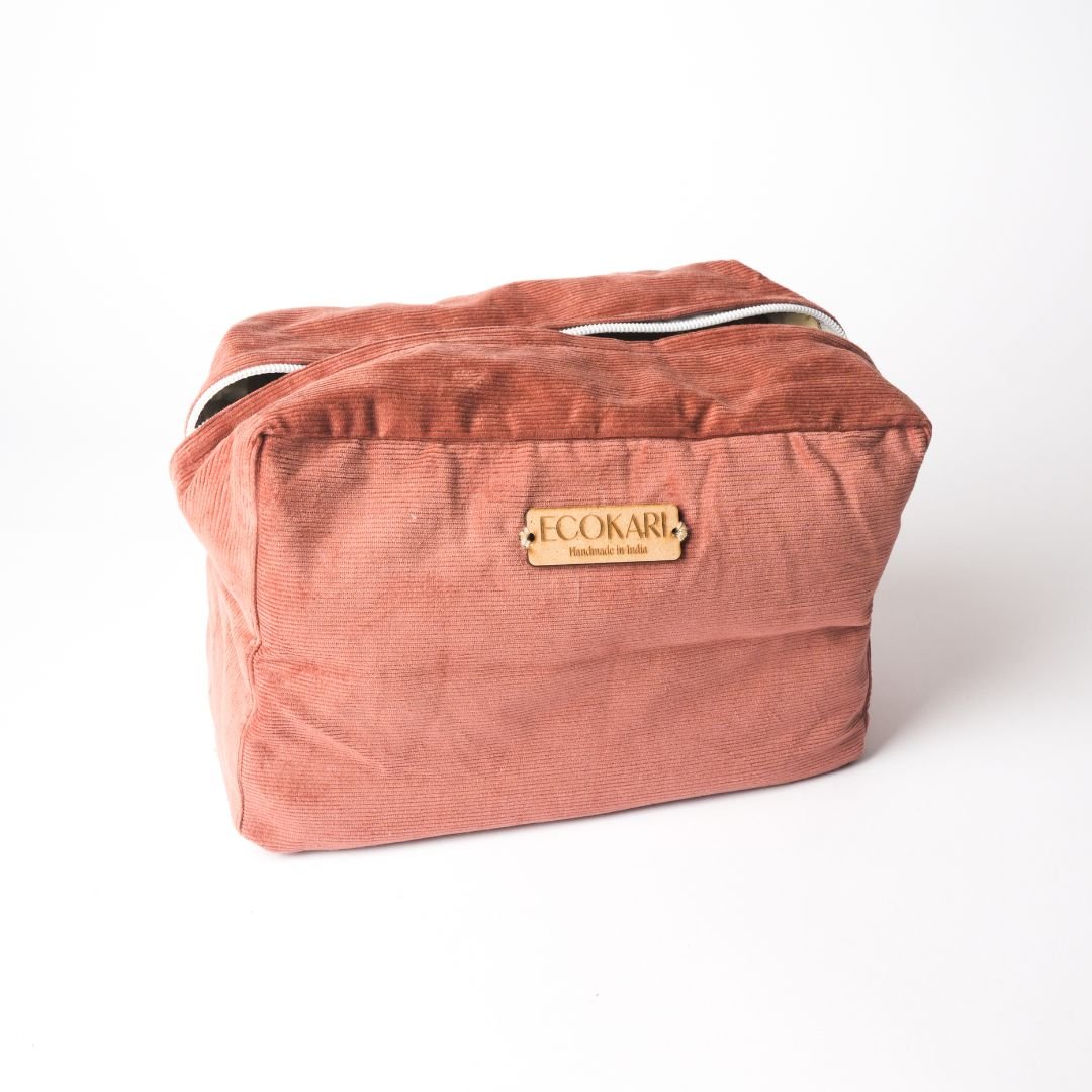 Magenta Voyage Corduroy Travel Pouch | Verified Sustainable by Brown Living™