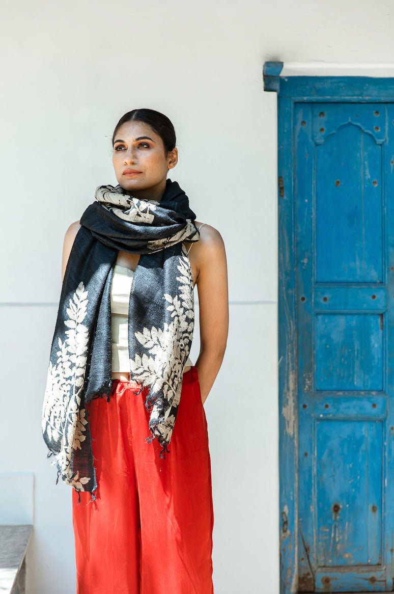 Magnum Opus 100% Natural Ahimsa Tussar Peace Silk Scarf – Womens Scarf on Brown Living™. SKU: NAESWT02. Img 1.