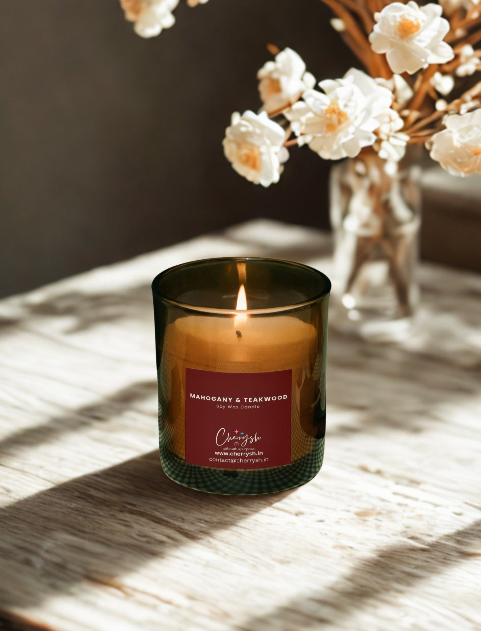 Mahogany & Teakwood Jar Candle | Woody Scented Soy Wax Candle – Candles & Fragrances on Brown Living™. SKU: CH-JR-2910. Img 2.