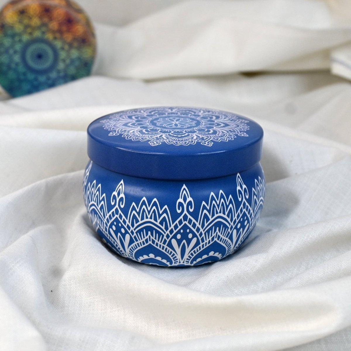 Mandala Soy Tin Candle – Candles & Fragrances by Aniora available on Brown Living™. Ocean Breeze . SKU: ANCA059_4. Img 3.