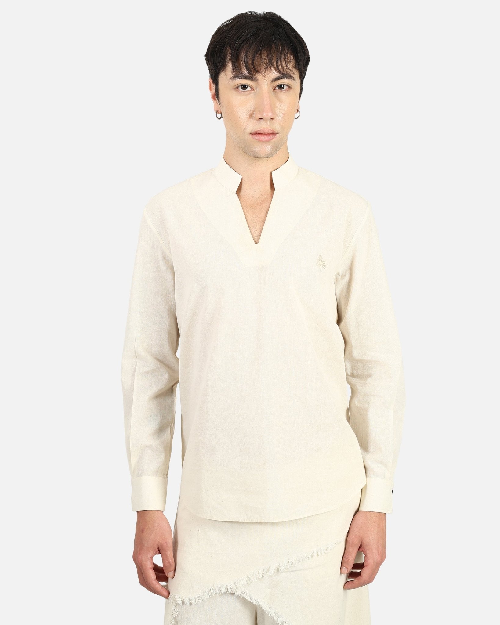 Mandarin Collar Pullover Shirt – Minimalist Style with Modern Comfort – Womens Shirt on Brown Living™. SKU: ACB2026003. Img 4.