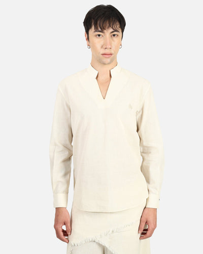 Mandarin Collar Pullover Shirt – Minimalist Style with Modern Comfort – Womens Shirt on Brown Living™. SKU: ACB2026003. Img 4.