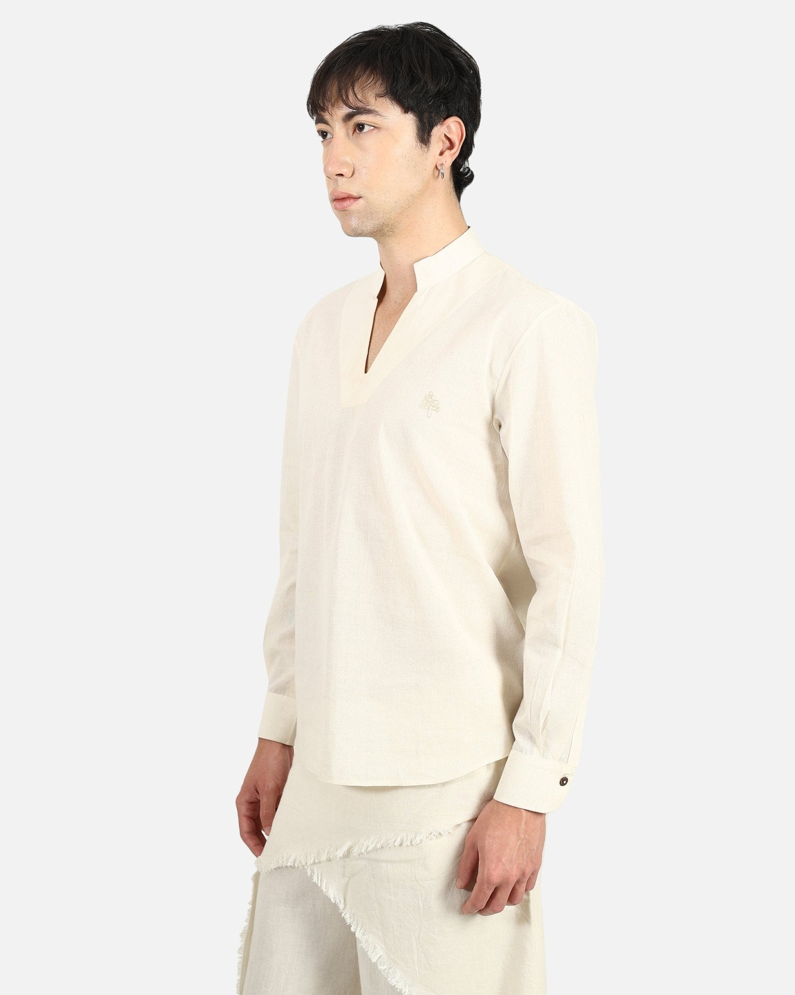 Mandarin Collar Pullover Shirt – Minimalist Style with Modern Comfort – Womens Shirt on Brown Living™. SKU: ACB2026003. Img 6.