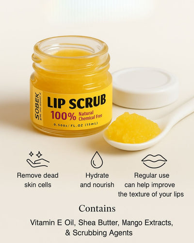 Mango Burst Sugar Lip Scrub 20 g – Lip Scrub on Brown Living™. SKU: SOB - LPSC - 01. Img 2.