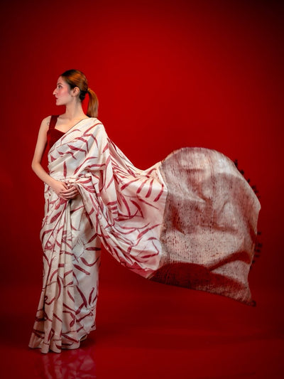 Manjistha Silk Sari – Handwoven Traditional Pure Silk Sari – Womens Saree on Brown Living™. SKU: sarimanji. Img 1.