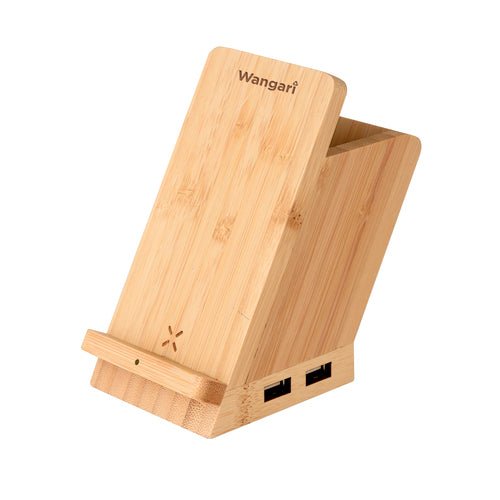 Maple 15W Wireless Charger & USB Hub With Pen Stand – Desk Accessories on Brown Living™. SKU: WAW9003. Img 2.