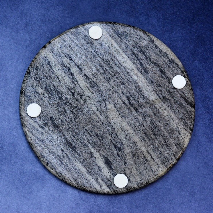 Marble & Brass Cheese Board with Knives (Grey) | Verified Sustainable by Brown Living™