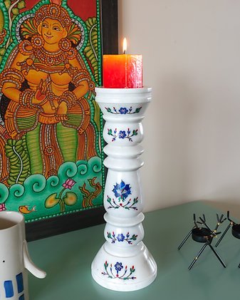 Marble Candle Stand | Elegant Stone Candle Holder for Home Decor – Home Decor on Brown Living™. SKU: ANTMCSCHHNN. Img 8.
