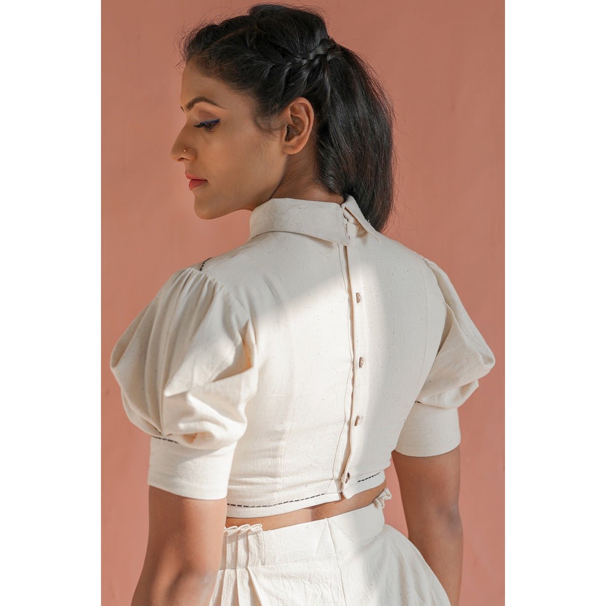 Marguerita Blouse | Elegant Women Blouse |Stylish Ethnic & Fusion Wear – Womens Blouse on Brown Living™. SKU: DL0127XSn. Img 2.