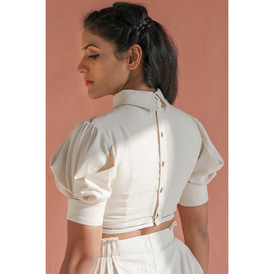 Marguerita Blouse | Elegant Women Blouse |Stylish Ethnic & Fusion Wear – Womens Blouse on Brown Living™. SKU: DL0127XSn. Img 2.