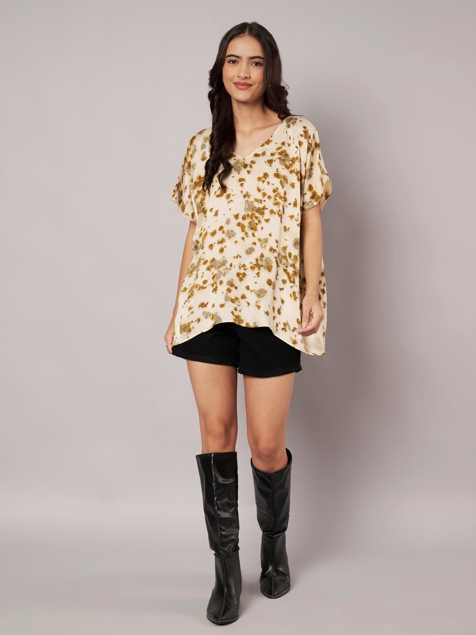 Marigold Petal Kaftan Flared Top Free Size for Women – Womens Top on Brown Living™. SKU: fst4. Img 7.