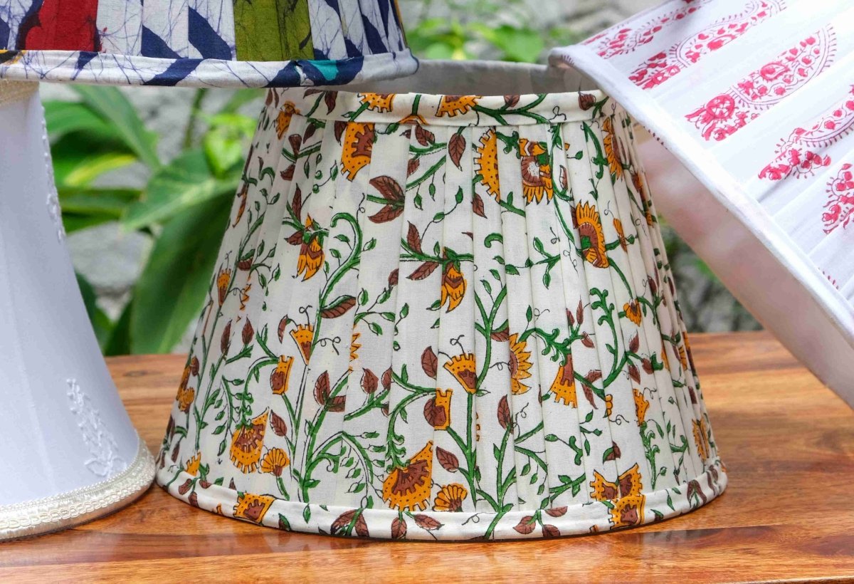 Marigold Pleated Empire Lampshade – Lamps & Lighting by Inara Home available on Brown Living™. . SKU: IHLS007. Img 2.