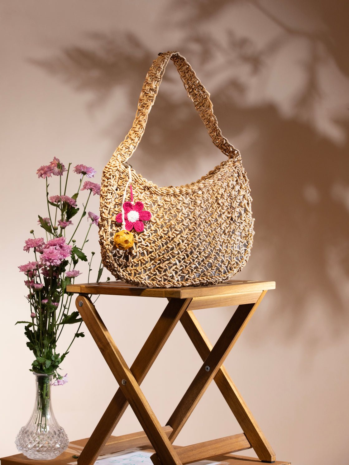 Marina Beach Bag | Banana Fiber Macramé Tote – Pots & Planters on Brown Living™. SKU: BG-1126. Img 1.