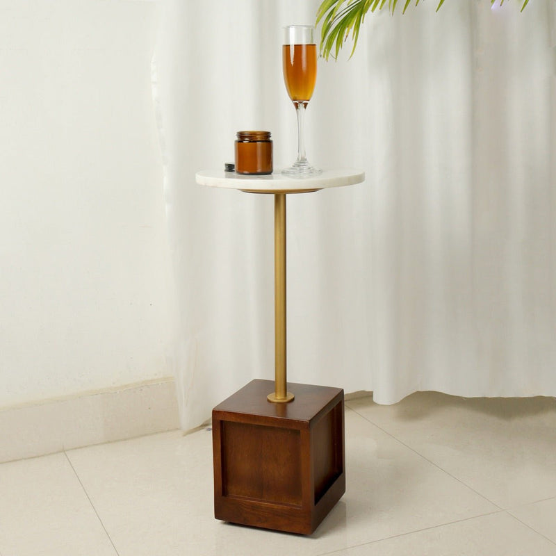 Marmora Drink Handrcrafted Mango Wood Table | Verified Sustainable by Brown Living™