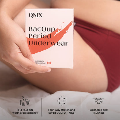 Maroon BacQup Period Underwear | Moderate Flow | Regular Discharges – Womens Underwear on Brown Living™. SKU: 1022-XS. Img 2.