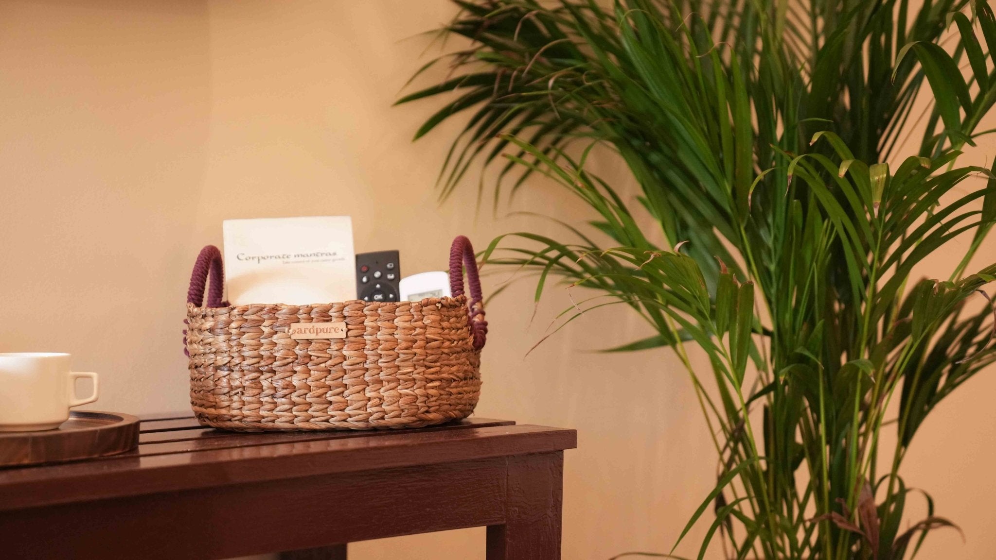 Maroon Cord Basket | Multi - Purpose Storage Organiser for Home & Office – Baskets & Boxes on Brown Living™. SKU: 103SW. Img 1.