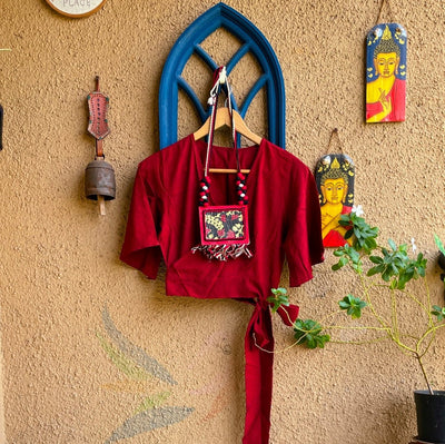 Maroon cotton readymade blouse – Womens Blouse on Brown Living™. SKU: BL - 1002. Img 5.