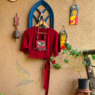 Maroon cotton readymade blouse – Womens Blouse on Brown Living™. SKU: BL - 1002. Img 1.