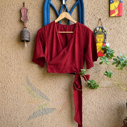 Maroon cotton readymade blouse – Womens Blouse on Brown Living™. SKU: BL - 1002. Img 6.