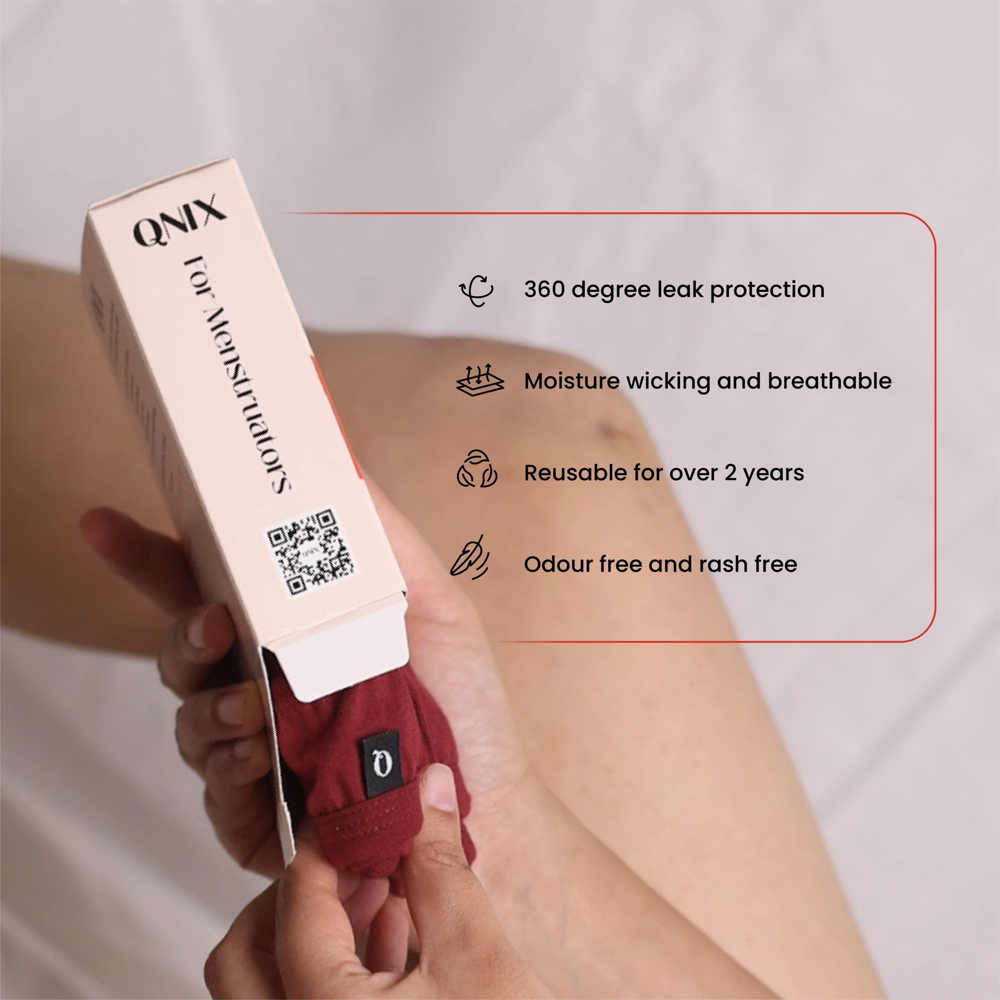 Maroon Lite Period Underwear | Scanty to Light Flow | Leakproof Everyday Wear – Womens Underwear on Brown Living™. SKU: 1020-XS. Img 2.