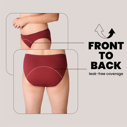 Maroon Lite Period Underwear | Scanty to Light Flow | Leakproof Everyday Wear – Womens Underwear on Brown Living™. SKU: 1020-XS. Img 4.