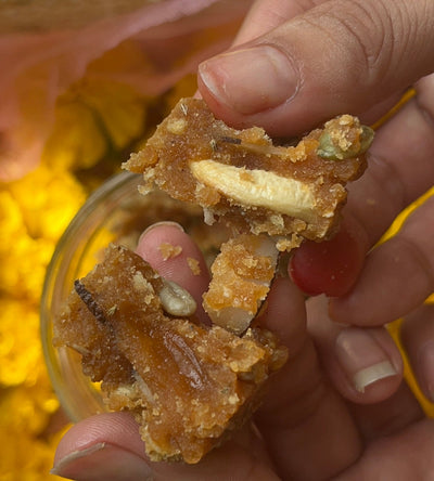 Masala Gurr with Nuts | Gluten - Free & Refined Sugar - Free | 250g – Healthy Snacks on Brown Living™. SKU: MSG. Img 3.