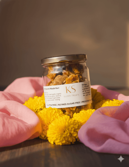 Masala Gurr with Nuts | Gluten - Free & Refined Sugar - Free | 250g – Healthy Snacks on Brown Living™. SKU: MSG. Img 4.