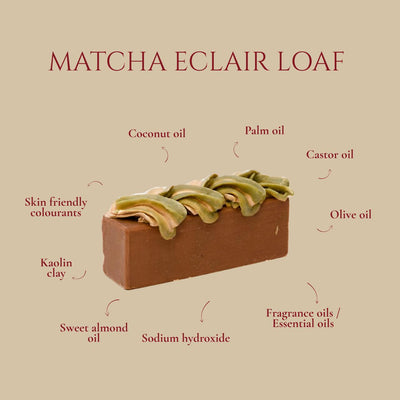 Matcha Éclair Loaf Soap - Refreshing Green Tea Handmade Soap – Body Soap on Brown Living™. SKU: SS-22. Img 2.