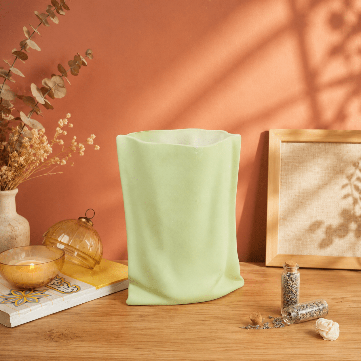 Matcha Muse Sculpted Vase | Green Artistic Decorative Vase – Vases on Brown Living™. SKU: V-402. Img 1.