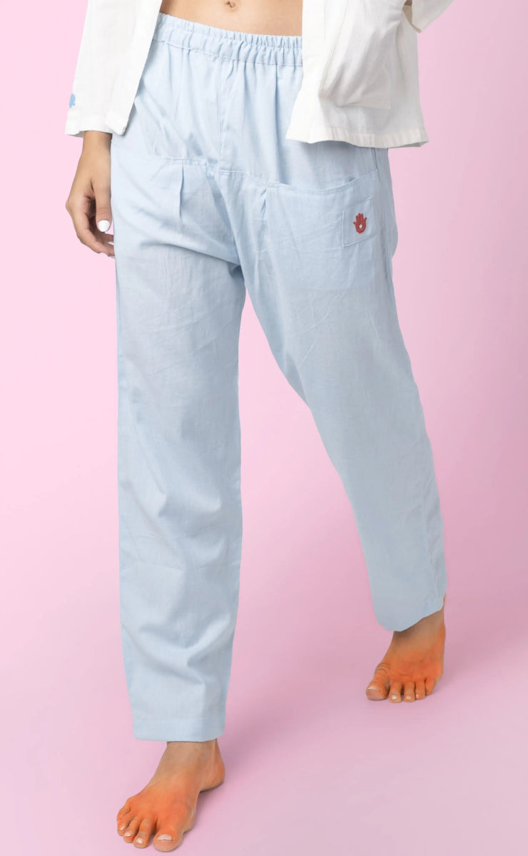 Mati – Sustainable Cotton Linen Casual Outing Pants – Mens Pants by Phuhar's available on Brown Living™. Blue Xs. SKU: pH0461. Img 12.