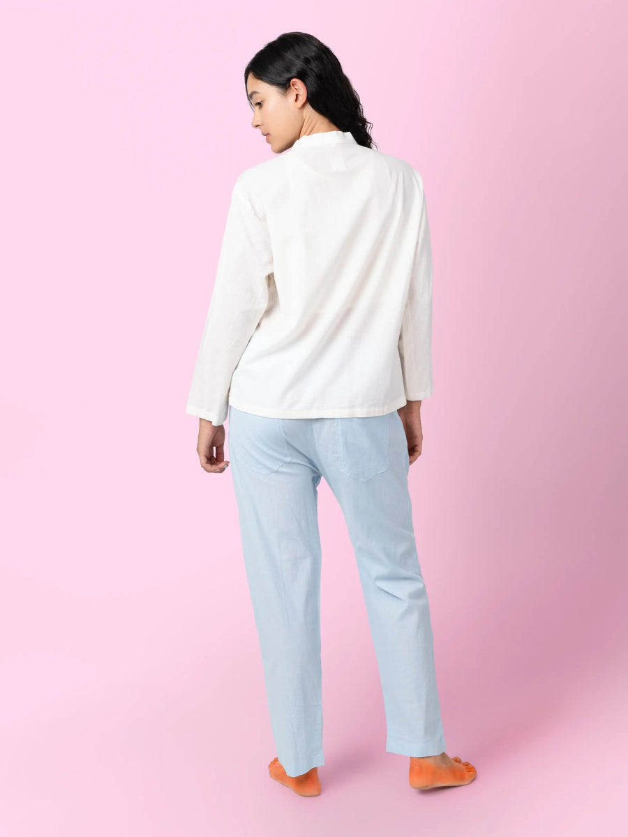 Mati – Sustainable Cotton Linen Casual Outing Pants – Mens Pants by Phuhar's available on Brown Living™. Blue Xs. SKU: pH0461. Img 14.