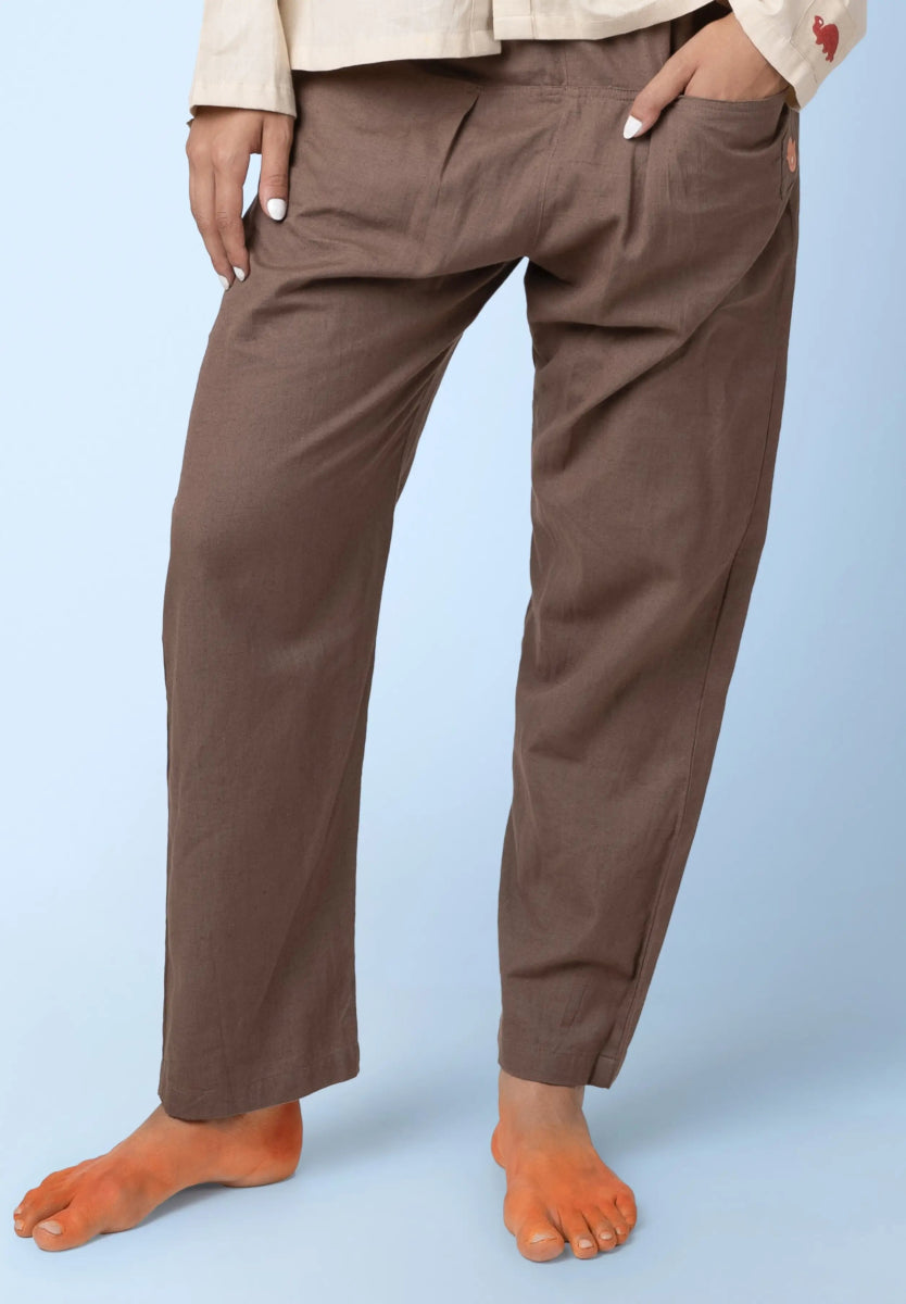 Mati – Sustainable Cotton Linen Casual Outing Pants – Mens Pants by Phuhar's available on Brown Living™. Brown Xs. SKU: pH0411. Img 19.