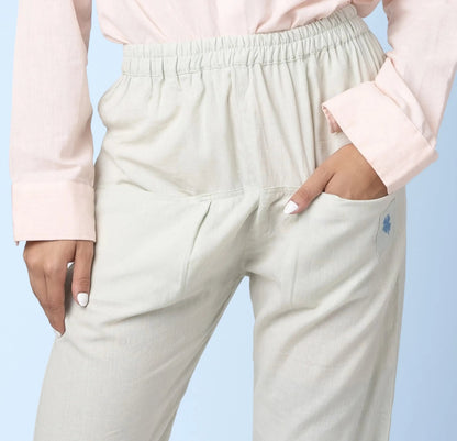 Mati – Sustainable Cotton Linen Casual Outing Pants – Mens Pants by Phuhar's available on Brown Living™. Green Xs. SKU: pH0361. Img 16.