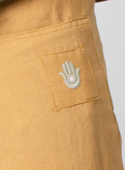Mati – Sustainable Cotton Linen Casual Outing Pants – Mens Pants by Phuhar's available on Brown Living™. Mustard Xs. SKU: pH0511. Img 6.