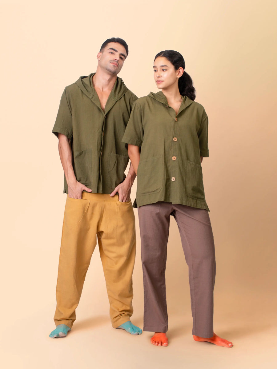 Mati – Sustainable Cotton Linen Casual Outing Pants – Mens Pants by Phuhar's available on Brown Living™. Mustard Xs. SKU: pH0511. Img 4.