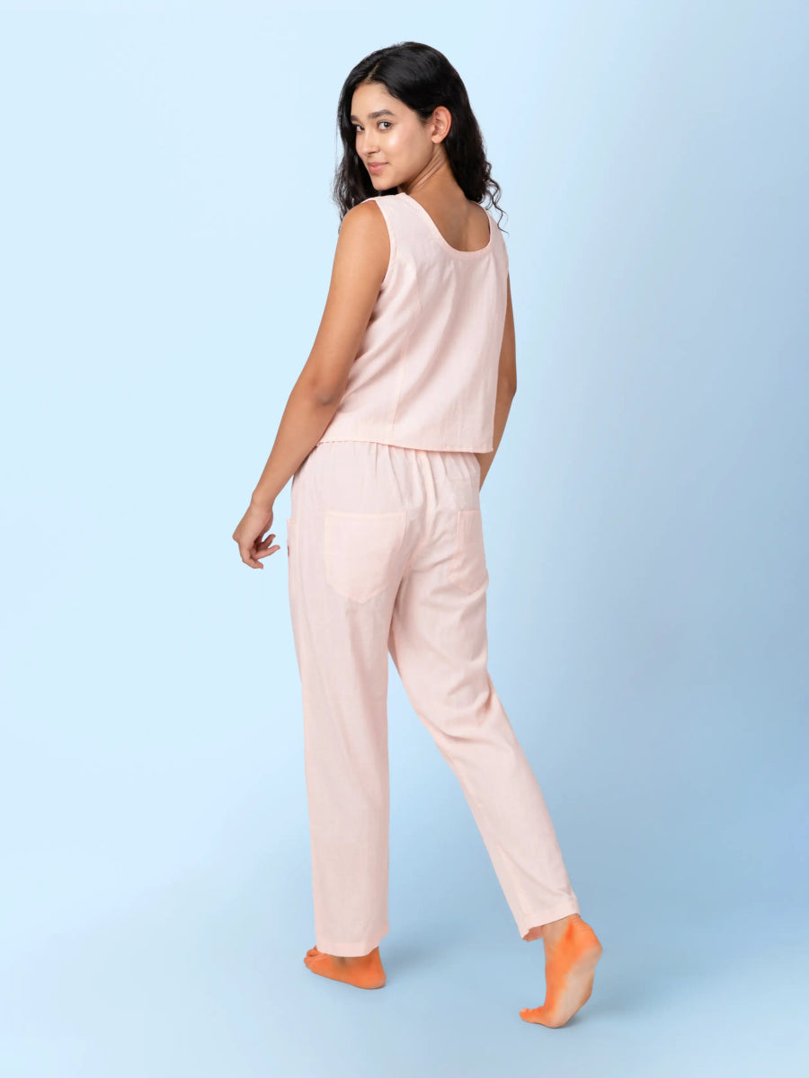 Mati – Sustainable Cotton Linen Casual Outing Pants – Mens Pants by Phuhar's available on Brown Living™. Pink Xs. SKU: pH0611. Img 23.