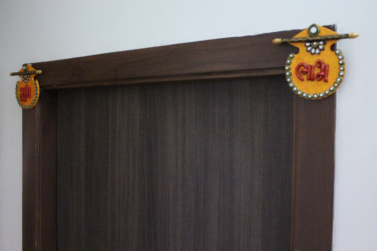 Matki Shubh Laabh Wall Hanging Set of 2 | Festive Indian Decor – Home Decor on Brown Living™. SKU: PM06. Img 3.