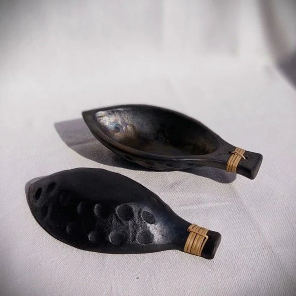 Matsya - Longpi Black Pottery Serving Bowl – Dinner Set by Terracotta by Sachii available on Brown Living™. . SKU: SACHII020. Img 1.
