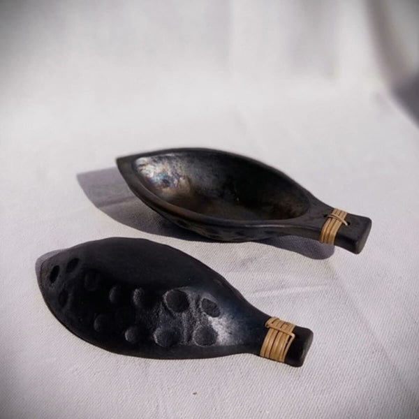 Matsya - Longpi Black Pottery Serving Bowl | Verified Sustainable Dinner Set on Brown Living™