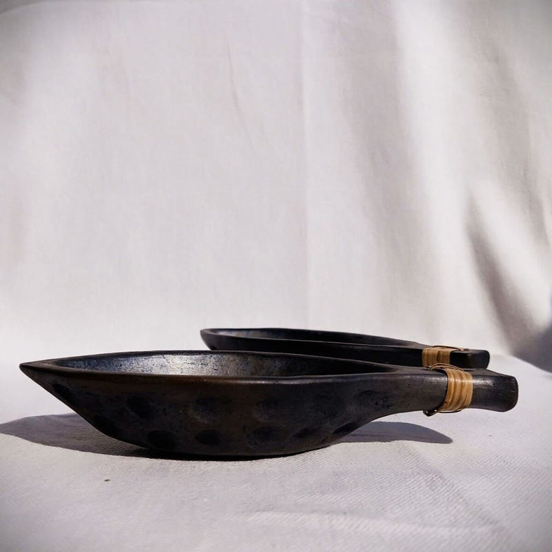 Matsya - Longpi Black Pottery Serving Bowl | Verified Sustainable Dinner Set on Brown Living™