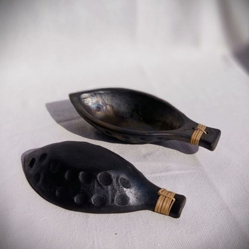 Matsya - Longpi Black Pottery Serving Bowls - Set of 2 | Verified Sustainable Dinner Set on Brown Living™