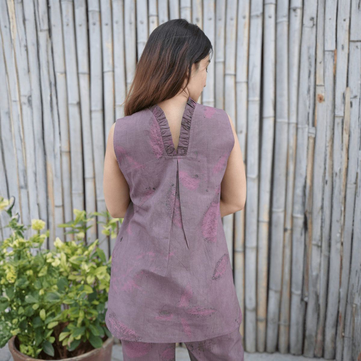 Mauve Mist Botanical Co - ord Set for Women | Organic Cotton Eco - Printed – Womens Co - Ord Sets on Brown Living™. SKU: AAYU-0021. Img 2.