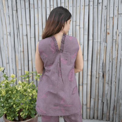 Mauve Mist Botanical Co - ord Set for Women | Organic Cotton Eco - Printed – Womens Co - Ord Sets on Brown Living™. SKU: AAYU-0021. Img 2.