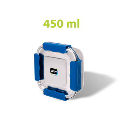 MaxoSteel Medium Steel Snack Box | Leakproof & Durable – Lunch Box on Brown Living™. SKU: Veigo_MaxoSteel_Medium_DarkBlue. Img 5.