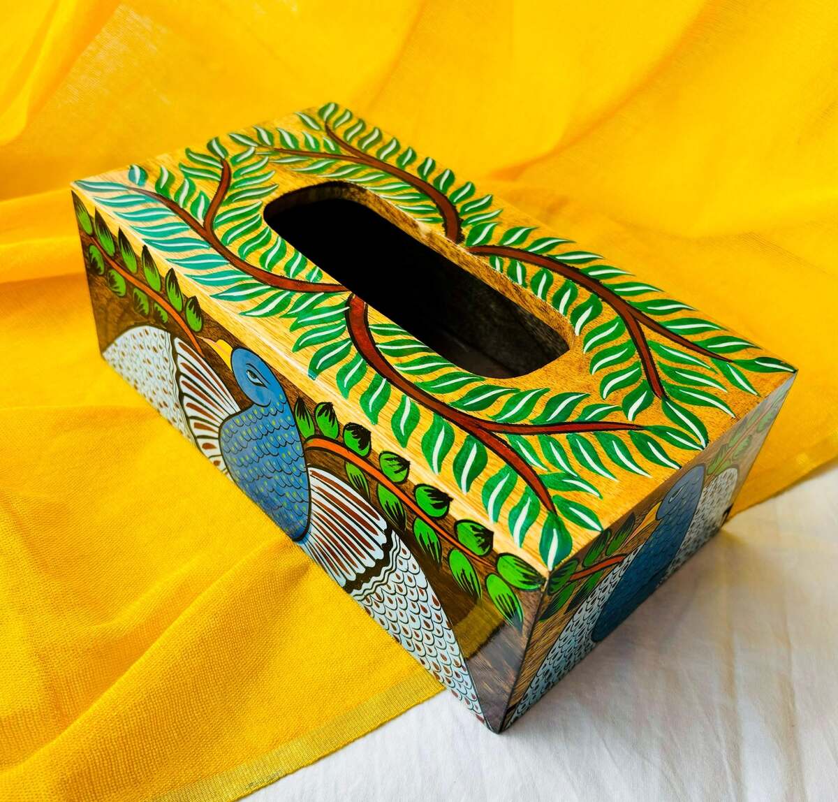 Maya Handcrafted Mango Wood Tissue Box | Verified Sustainable by Brown Living™