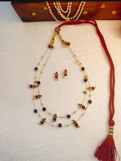 Mayura Sutra Necklace | Handcrafted Peacock-Inspired Necklace – Jewellery on Brown Living™. SKU: SAR1010. Img 1.