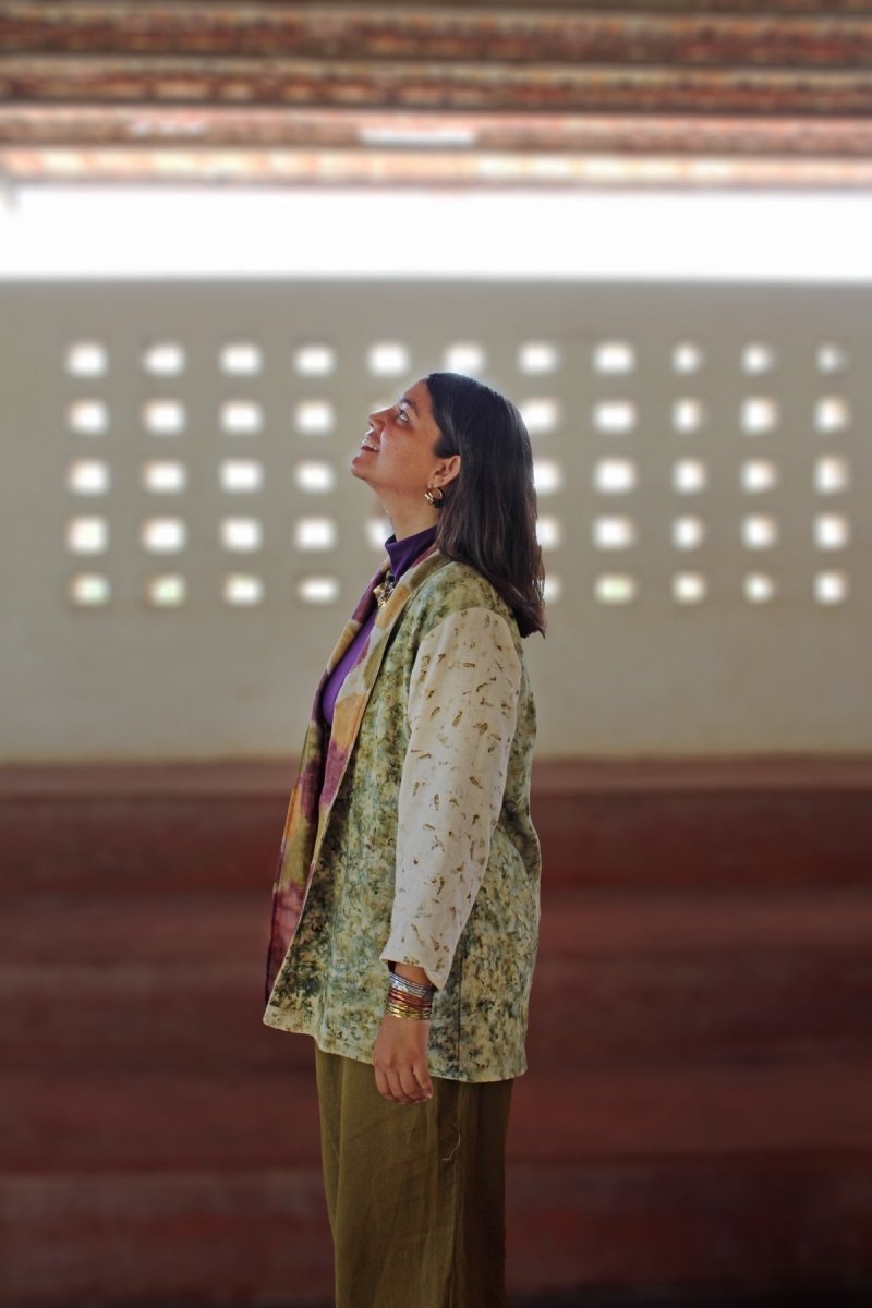 Mayuri Handwoven Zari Chanderi And Khadi Cotton Reversible Jacket | Verified Sustainable by Brown Living™