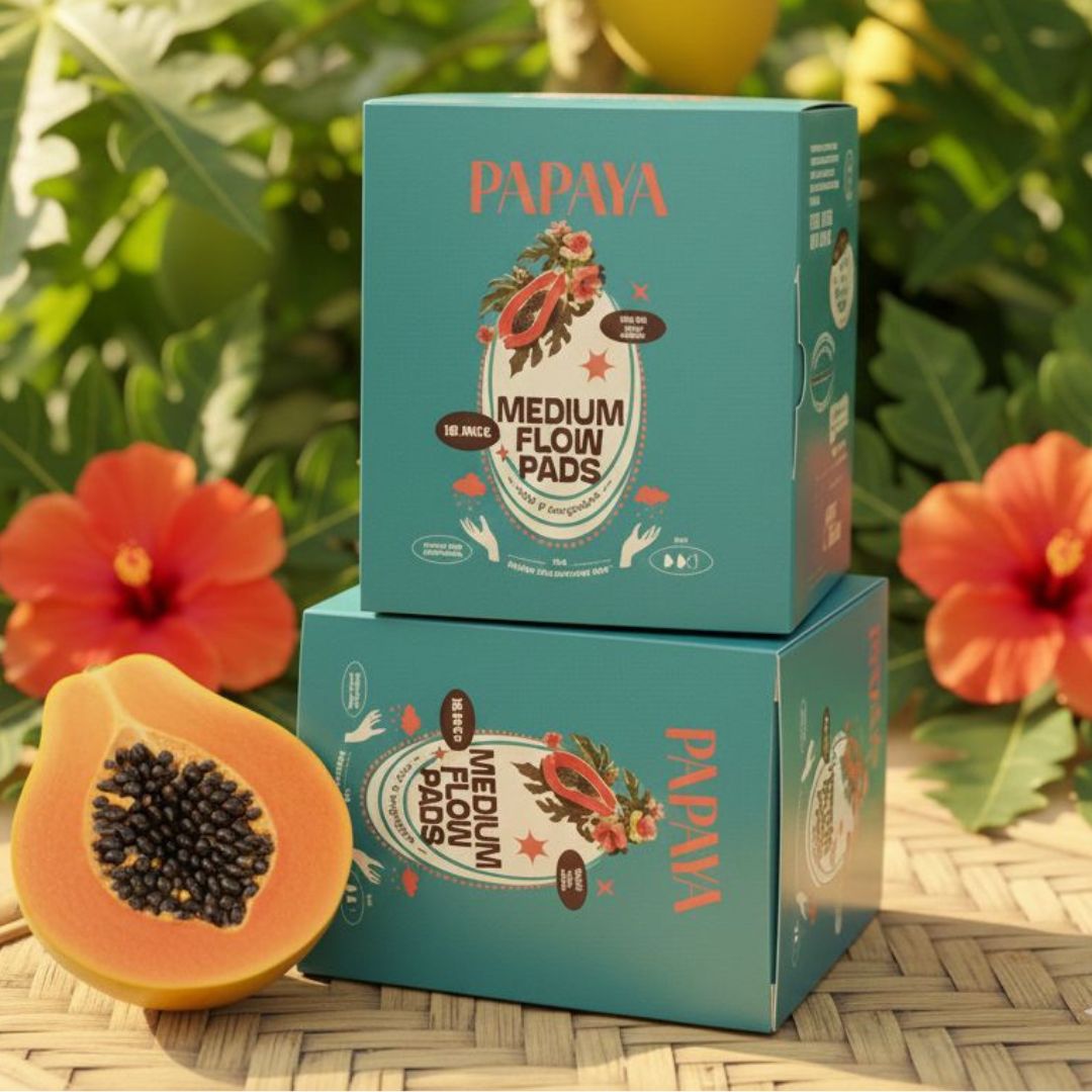 Medium Flow Menstrual Pads | Pack of 18 – Sanitary Pad on Brown Living™. SKU: PPMF18. Img 1.